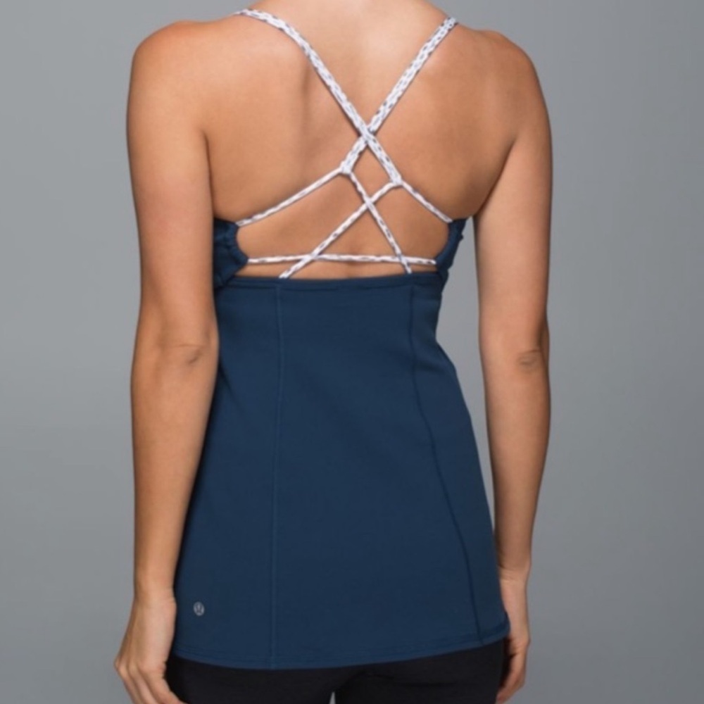 Lululemon Dancing Warrior Tank Poseidon Dottie Dash White Black Size 4